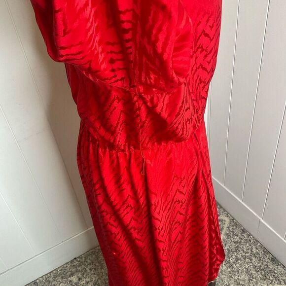 Vintage Lauren Alexandria Women's 10 Red 100% Silk Eveningwear Maxi Dress Gown - Picture 5 of 13